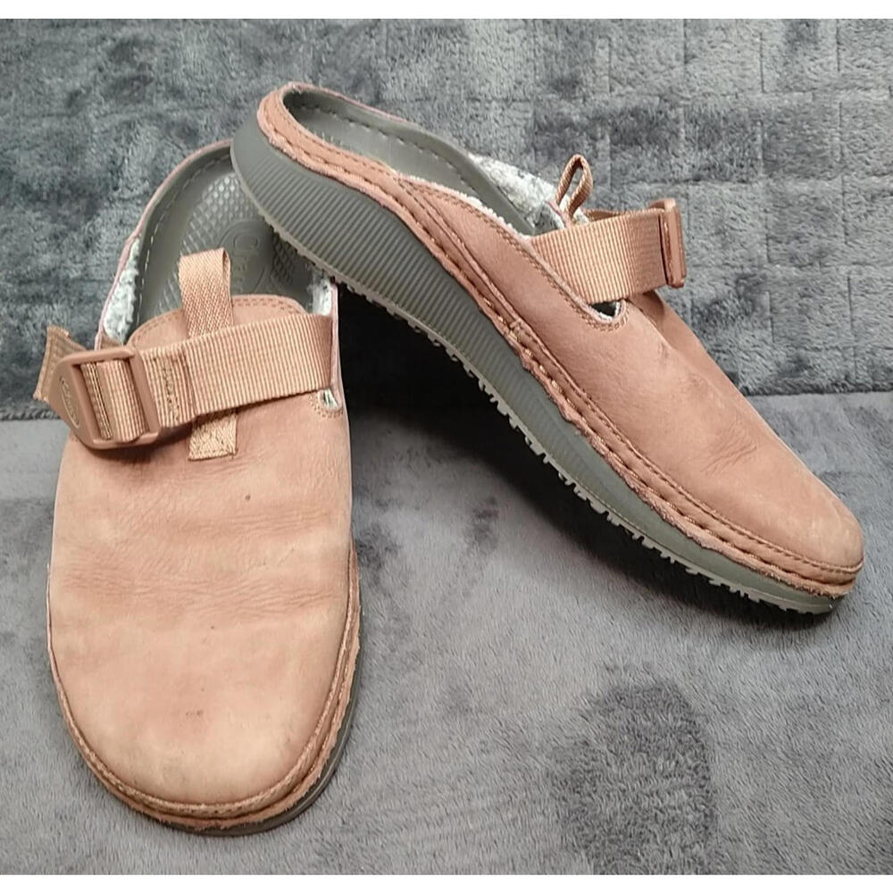 Chaco Paonia Women's Sz 8 Blush/Pink Suede Clogs Fluff Slip On Mule Shoes